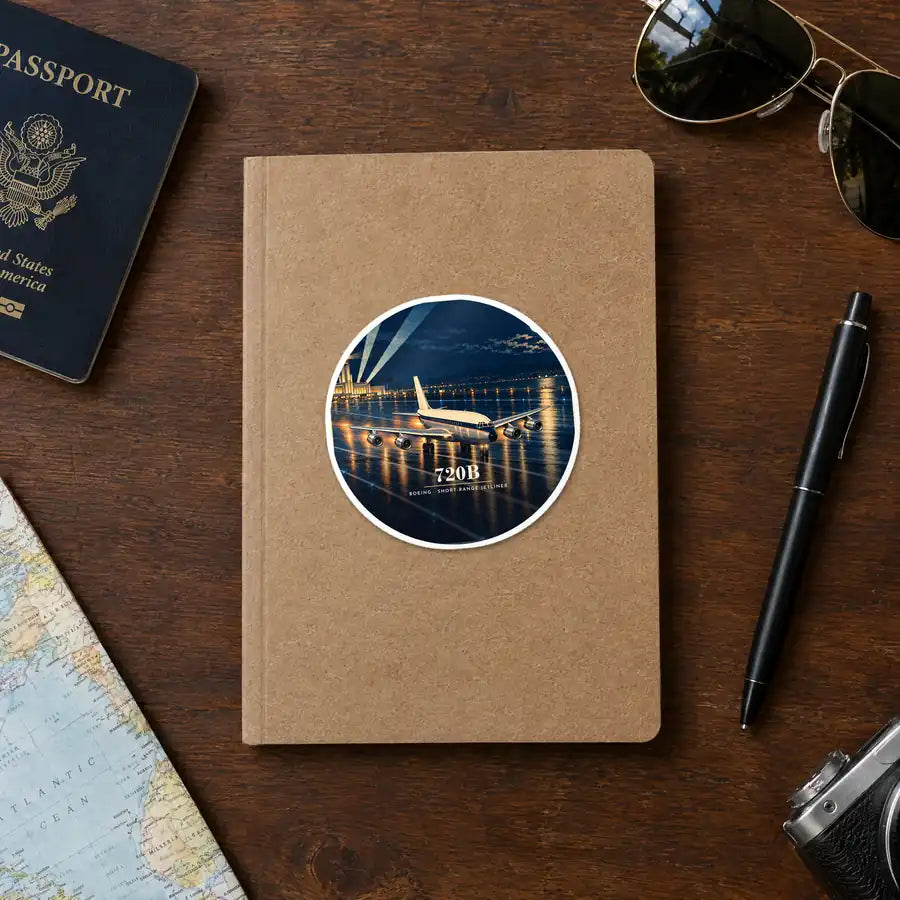 Boeing 720B - 3D - Circle Sticker - Notebook