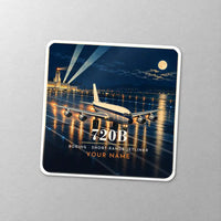 Thumbnail for Boeing 720B - 3D + Name - Square Sticker - Close-up