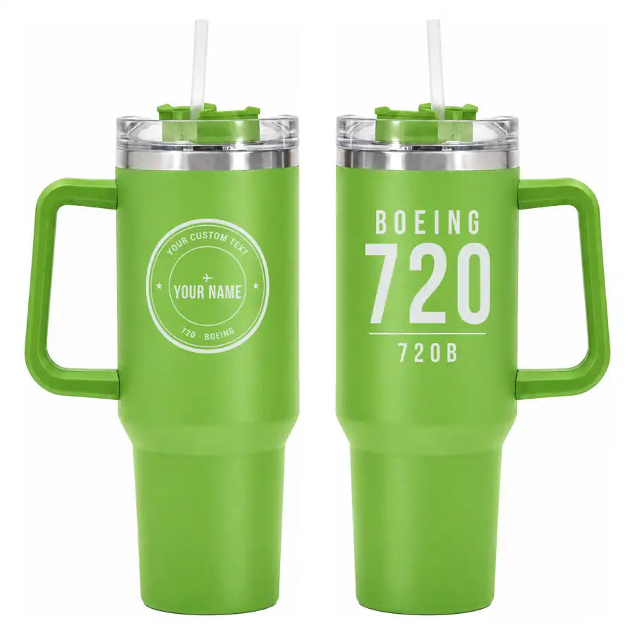 Boeing 720B - 40oz Car Mug - Tag + Name - Green