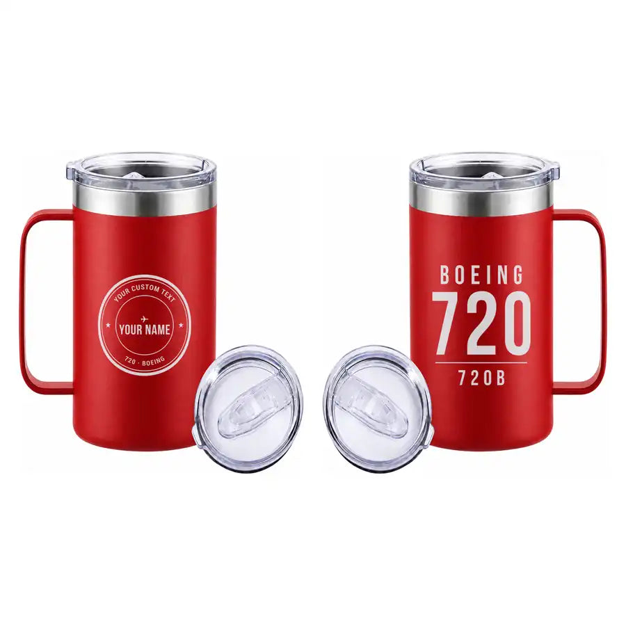 Boeing 720B - Beverage Mug - Tag + Name - Red