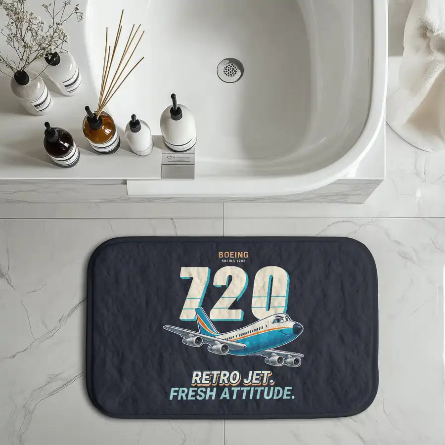 Boeing 720B - Cartoon - Bath Mat
