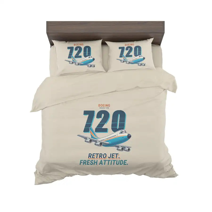 Boeing 720B - Cartoon - Bedding Set - Beige