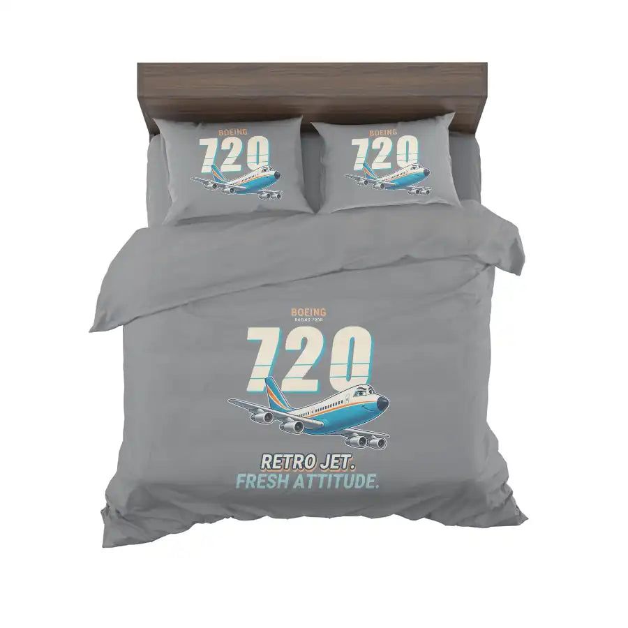 Boeing 720B - Cartoon - Bedding Set - Gray