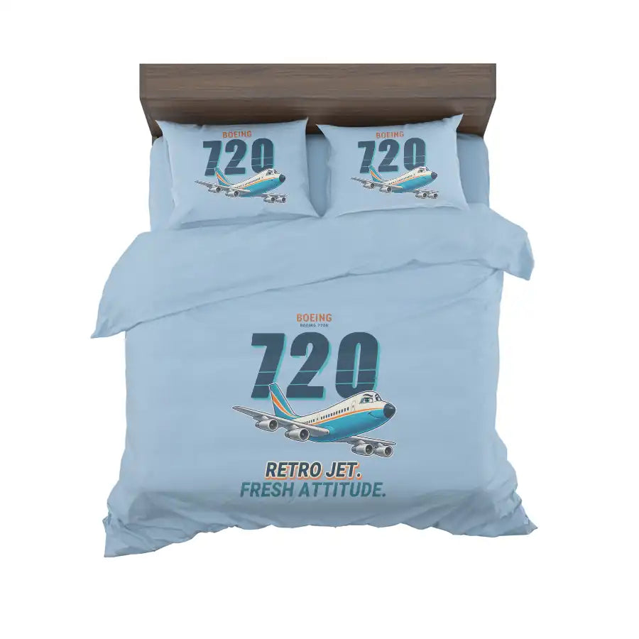 Boeing 720B - Cartoon - Bedding Set - Light Blue