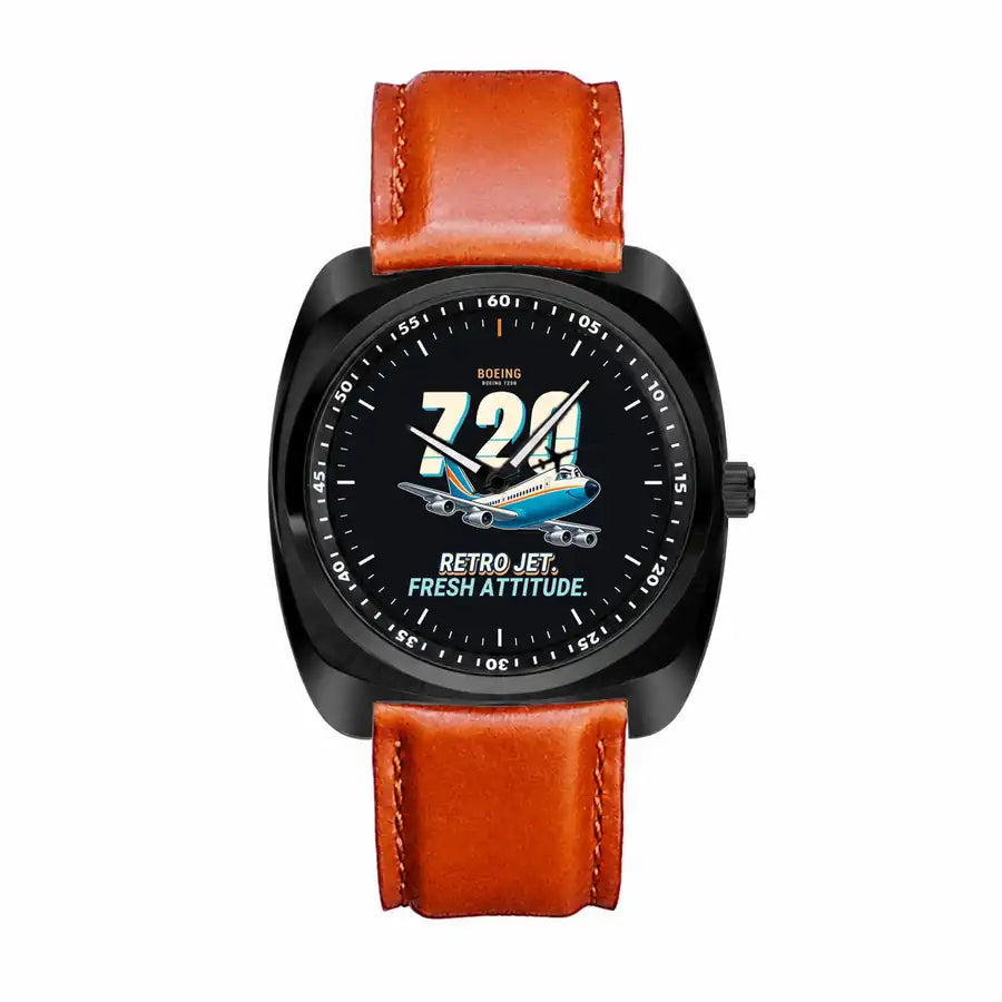 Boeing 720B - Cartoon - Luxury Cushion - Black and Light Brown Strap