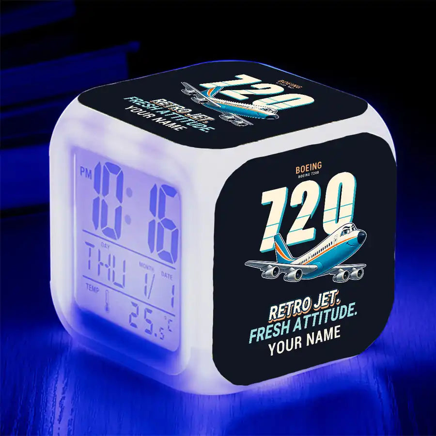 Boeing 720B - Cartoon + Name - Alarm Clock