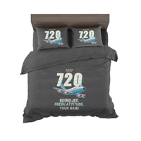 Thumbnail for Boeing 720B - Cartoon + Name - Bedding Set - Black