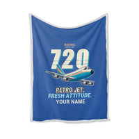 Thumbnail for Boeing 720B - Cartoon + Name - Blanket - Blue