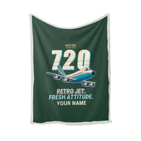 Thumbnail for Boeing 720B - Cartoon + Name - Blanket - Dark Green