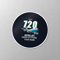 Thumbnail for Boeing 720B - Cartoon + Name - Circle Sticker - Close-up