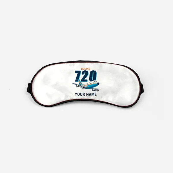 Boeing 720B - Cartoon + Name - Sleep Mask - White
