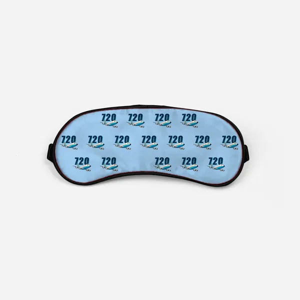 Boeing 720B - Cartoon Pattern - Sleep Mask - Light Blue