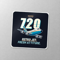 Thumbnail for Boeing 720B - Cartoon - Square Sticker - Close-up