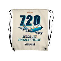 Thumbnail for Boeing 720B - Drawstring Bag - Cartoon + Name - Beige