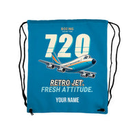 Thumbnail for Boeing 720B - Drawstring Bag - Cartoon + Name - Light Blue