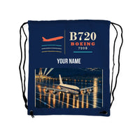 Thumbnail for Boeing 720B - Drawstring Bag - Classic + Name - Dark Blue