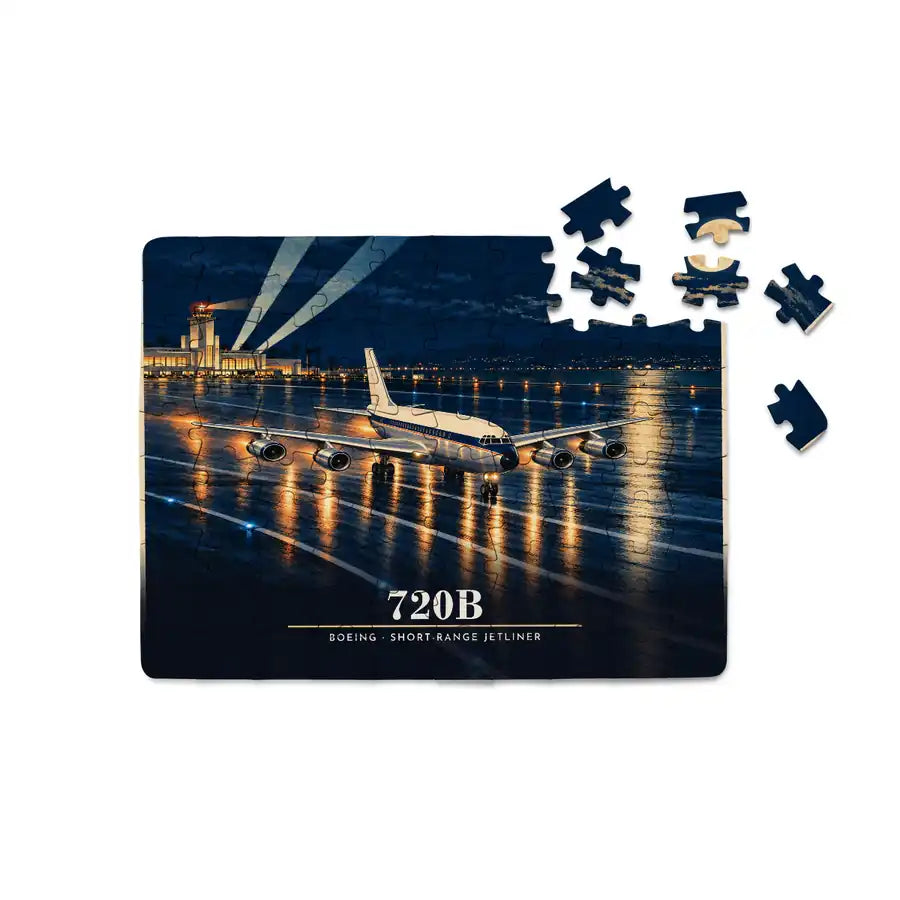 Boeing 720B - Horizontal + Text - Canvas Puzzle