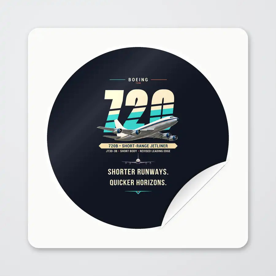 Boeing 720B - Original - Circle Sticker - Peel