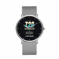 Thumbnail for Boeing 720B - Original + Name - Slim Mesh - Silver and Silver Stainless Steel Strap