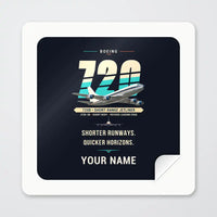 Thumbnail for Boeing 720B - Original + Name - Square Sticker - Peel