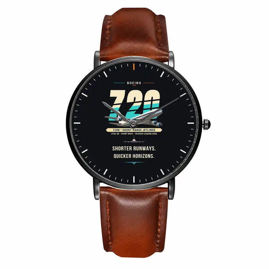 Boeing 720B - Original - Slim Leather - Black and Brown Leather Strap