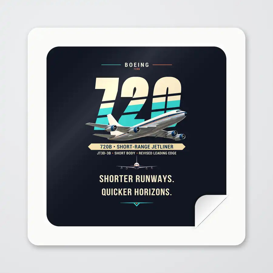 Boeing 720B - Original - Square Sticker - Peel
