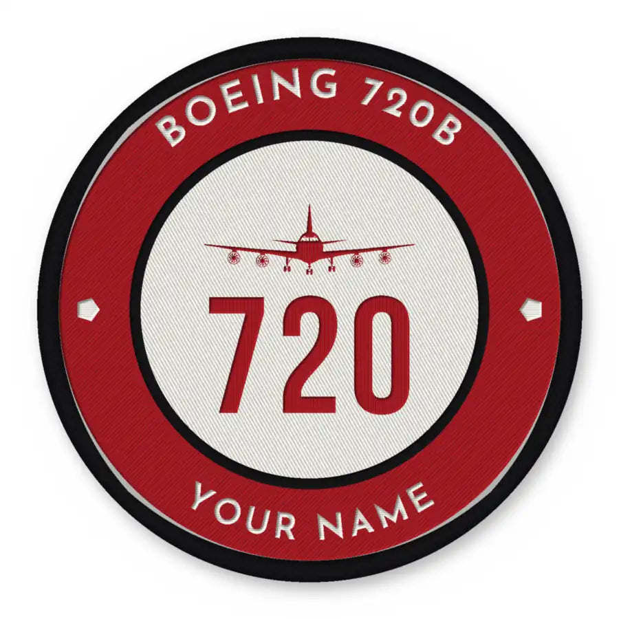 Boeing 720B Patches - Circle + Name - Red White