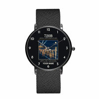Thumbnail for Boeing 720B - Poster + Name - Slim Mesh - Black and Stainless Steel Strap
