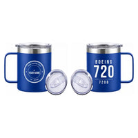 Thumbnail for Boeing 720B - Stainless Steel Mug - Tag + Name - Blue