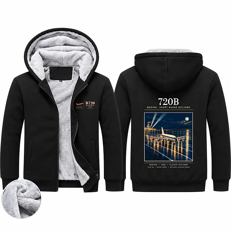 Boeing 720B Zipped Sweatshirts - Poster - Black