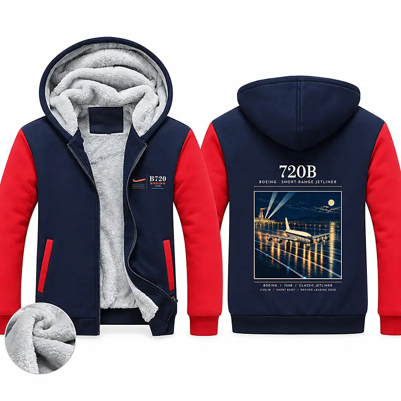 Boeing 720B Zipped Sweatshirts - Poster - Navy & Red