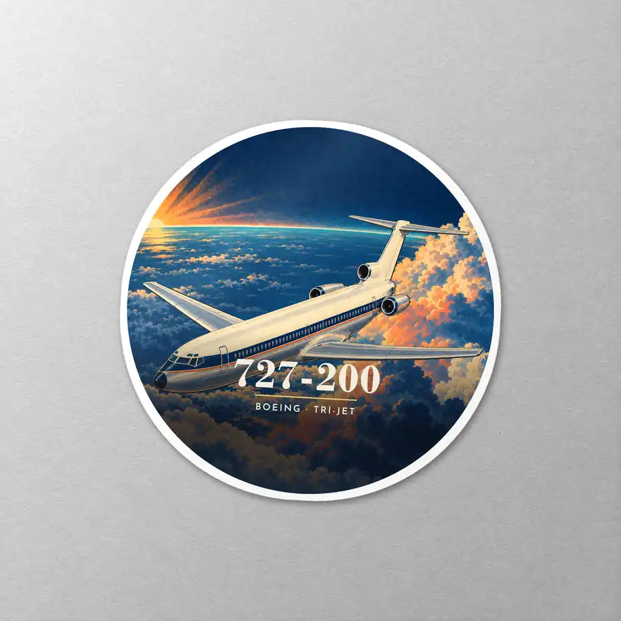 Boeing 727-200 - 3D - Circle Sticker - Close-up