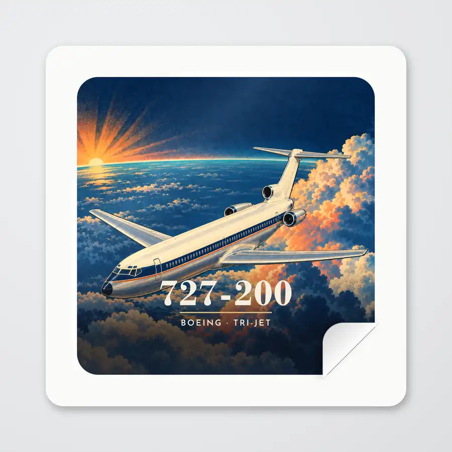 Boeing 727-200 - 3D - Square Sticker - Peel