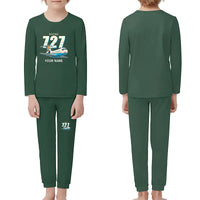 Thumbnail for Boeing 727-200 - Children Pajamas - Cartoon Chest + Name - Dark Green