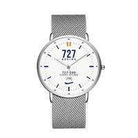 Thumbnail for Boeing 727-200 - Classic - White - Slim Mesh - Silver and Silver Stainless Steel Strap