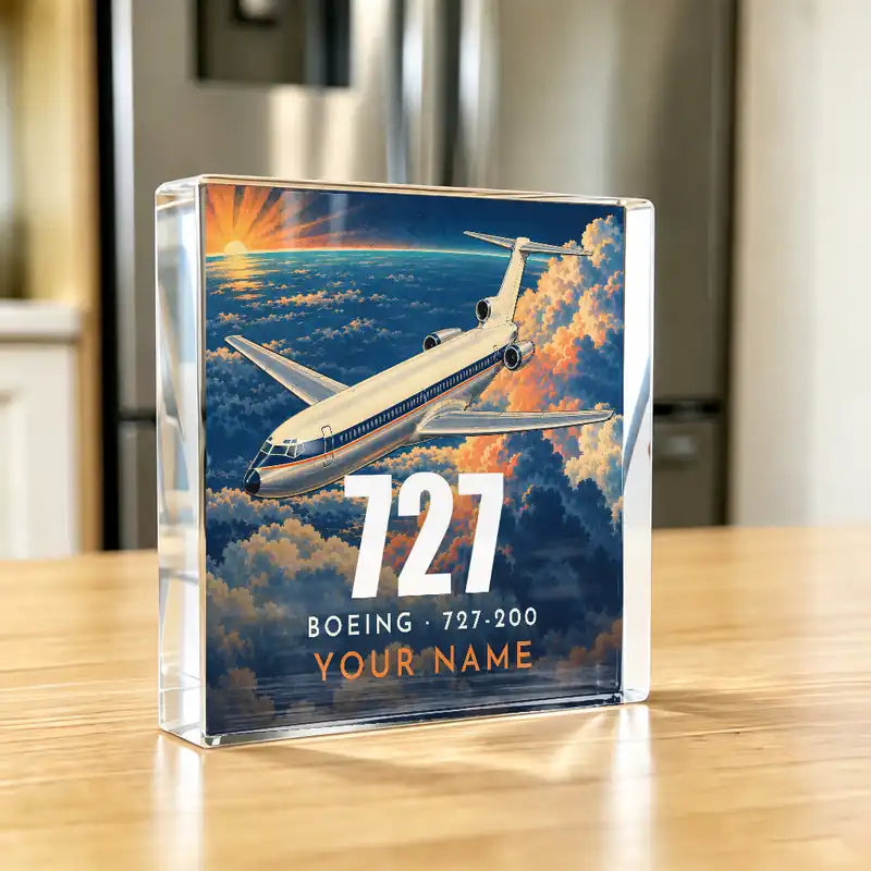 Boeing 727-200 - Crystal Ornament - 3D + Name - Kitchen