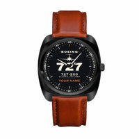 Thumbnail for Boeing 727-200 - Heritage + Name - Luxury Cushion - Black and Dark Brown Strap