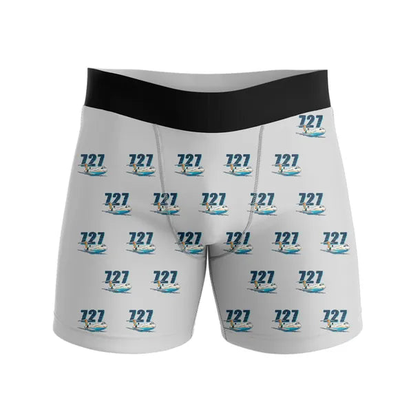 Boeing 727-200 - Men Boxers - Cartoon Pattern - Light Gray