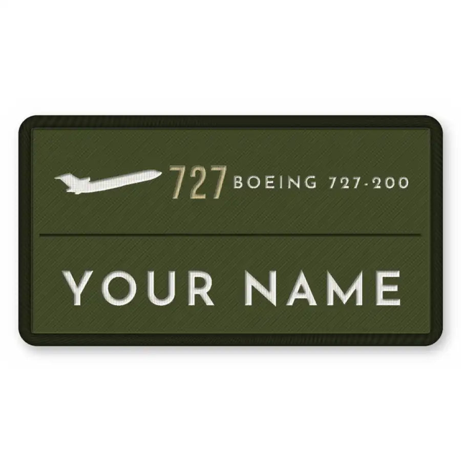 Boeing 727-200 Patches - Rectangle + Name - Olive Khaki