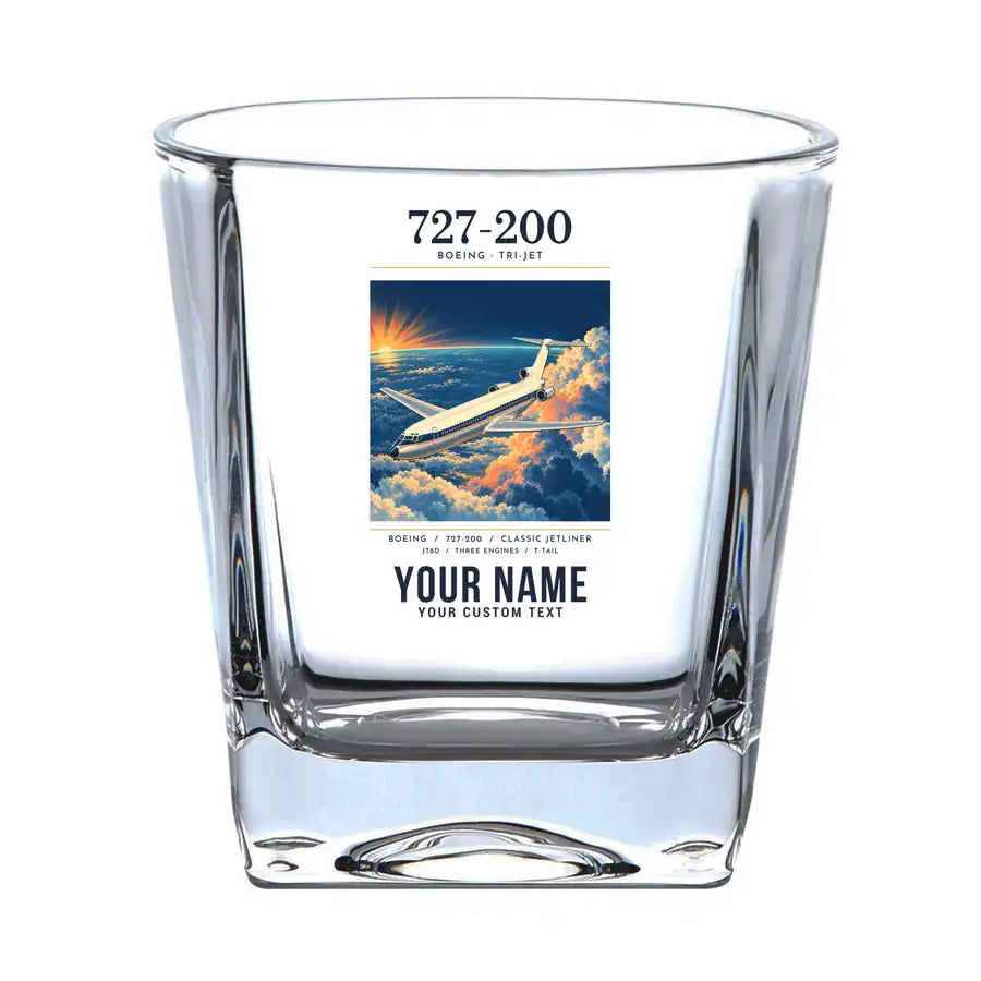 Boeing 727-200 - Poster + Name - Whiskey Glass