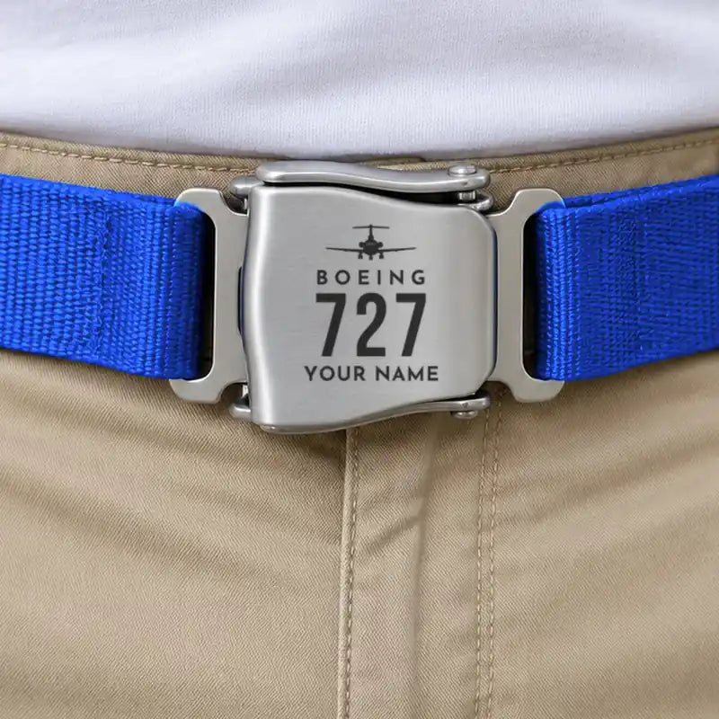 Boeing 727-200 - Seat Belt - Heritage + Name - Blue