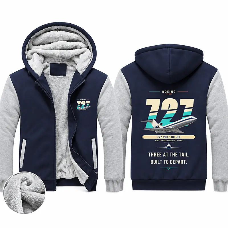 Boeing 727-200 Zipped Sweatshirts - Original - Navy & Gray