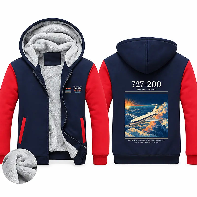 Boeing 727-200 Zipped Sweatshirts - Poster - Navy & Red