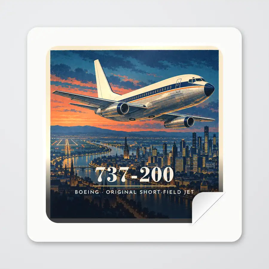Boeing 737-200 - 3D - Square Sticker - Peel