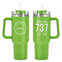 Thumbnail for Boeing 737-200 - 40oz Car Mug - Tag + Name - Green