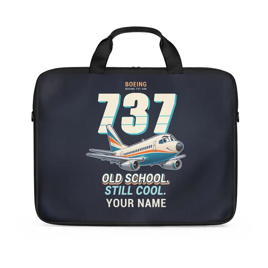 Boeing 737-200 - Cartoon + Name - Laptop Bag