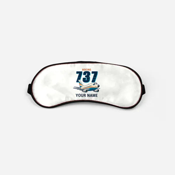 Boeing 737-200 - Cartoon + Name - Sleep Mask - White