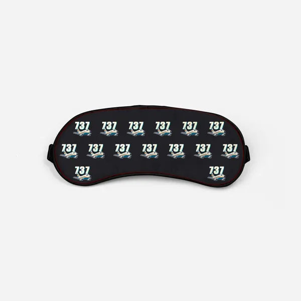 Boeing 737-200 - Cartoon Pattern - Sleep Mask - Black