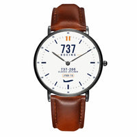 Thumbnail for Boeing 737-200 - Classic - White - Slim Leather - Black and Brown Leather Strap