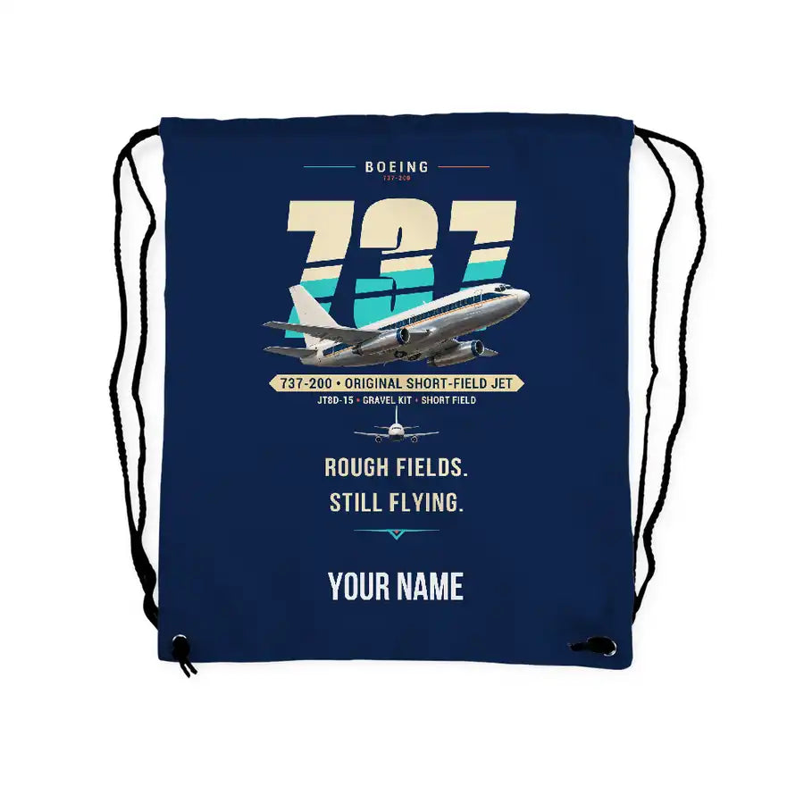 Boeing 737-200 - Drawstring Bag - Original + Name - Dark Blue